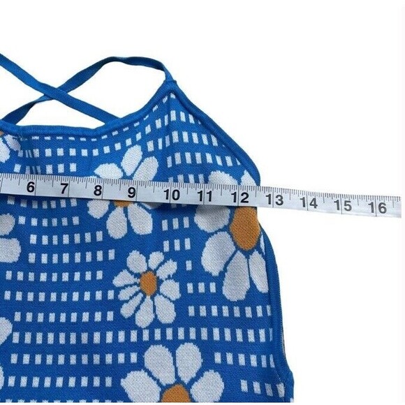 Cider Daisy Knit Dress Blue Cross Back Hippie Sweater Festival Retro Sweet Med - Picture 5 of 8